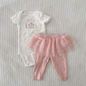 Carter's White and Pink Baby Set 6 months